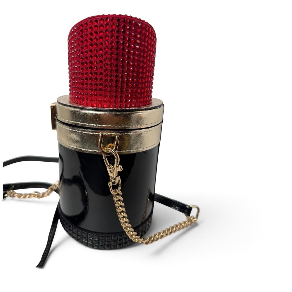 Aldo Viradia Lipstick Novelty Crossbody Bag Red Rhinestone Black Gold NWT - Picture 2 of 12